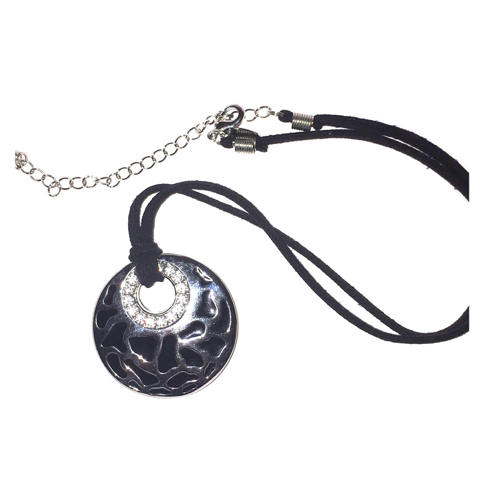 Leopard print sparkle pendant on leather thong